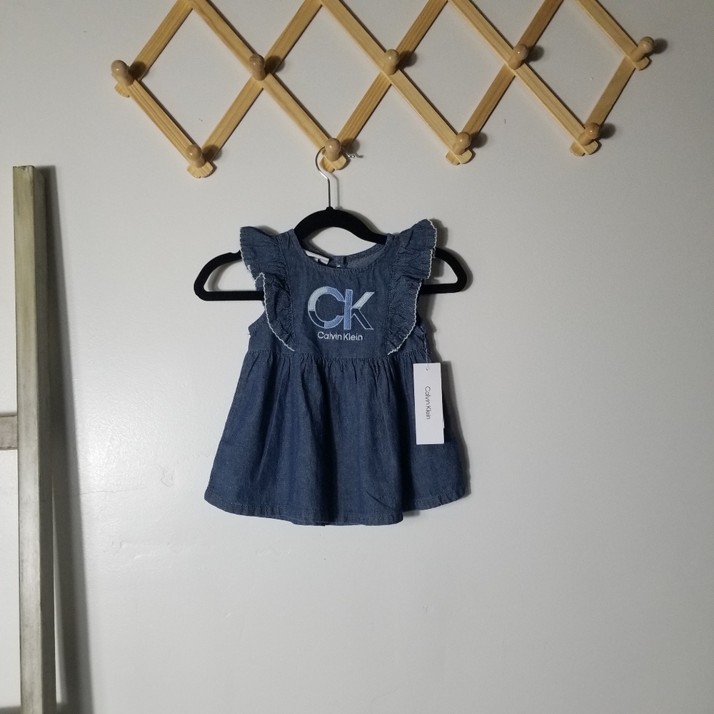 NWT CALVIN KLEIN BABY BLUE DENIM DRESS SIZE 12 MONTHS